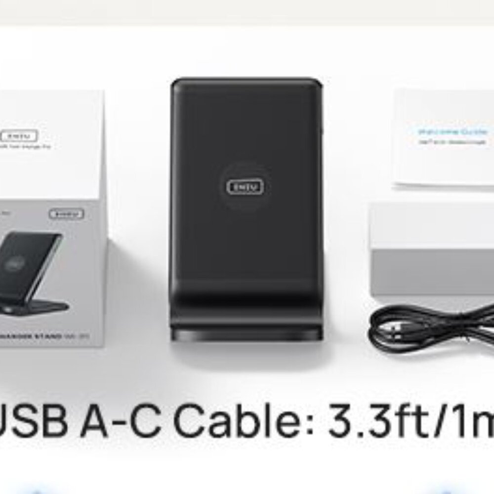 INIU Wireless Charger, 15W Fast Qi-Certified Wireless Charging Stand - Picture 2 of 10